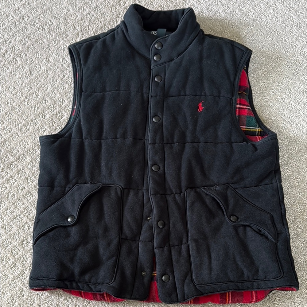 Men's Polo Ralph Lauren Black Quilted Vest. Size L.